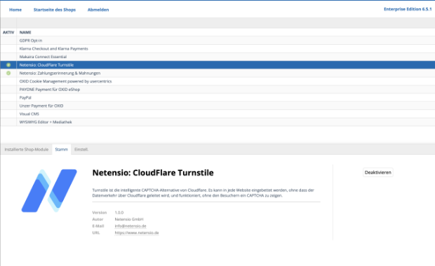 CloudFlare Turnstile pour OXID eShop