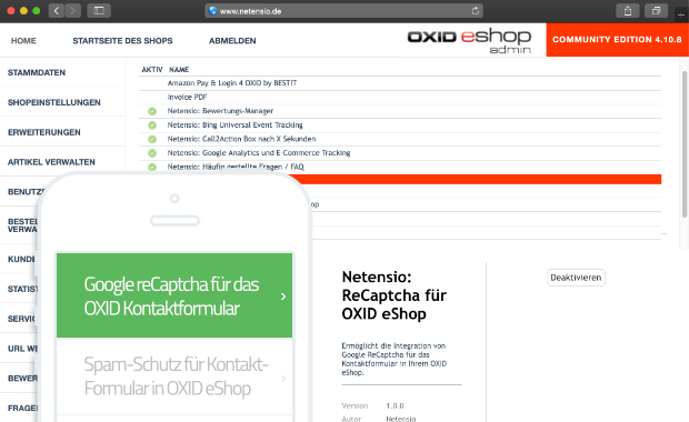 ReCaptcha pour OXID eShop