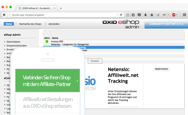 Affiliwelt.net Ordertracering voor OXID
