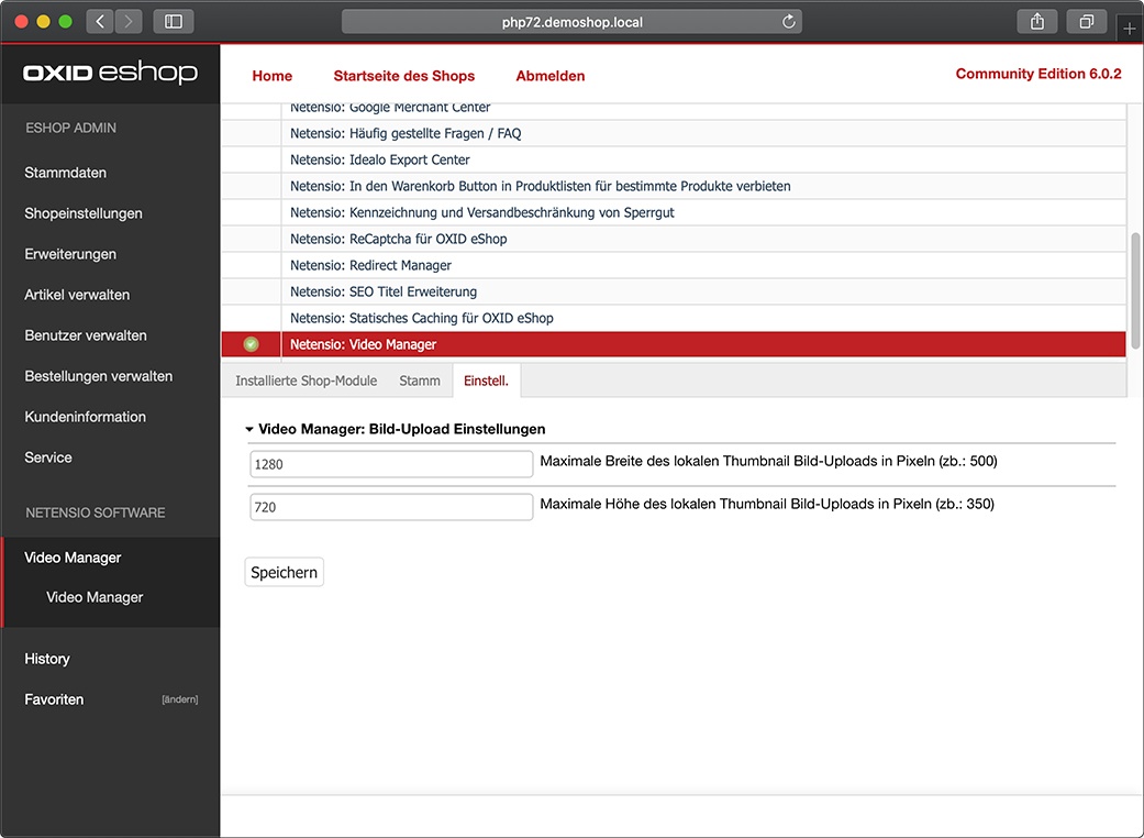 YouTube Video Manager voor OXID eShop